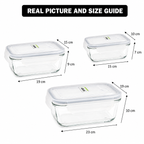3‑Pcs Premium Rectangle Glass Storage Set with Lids (1806) by Limon