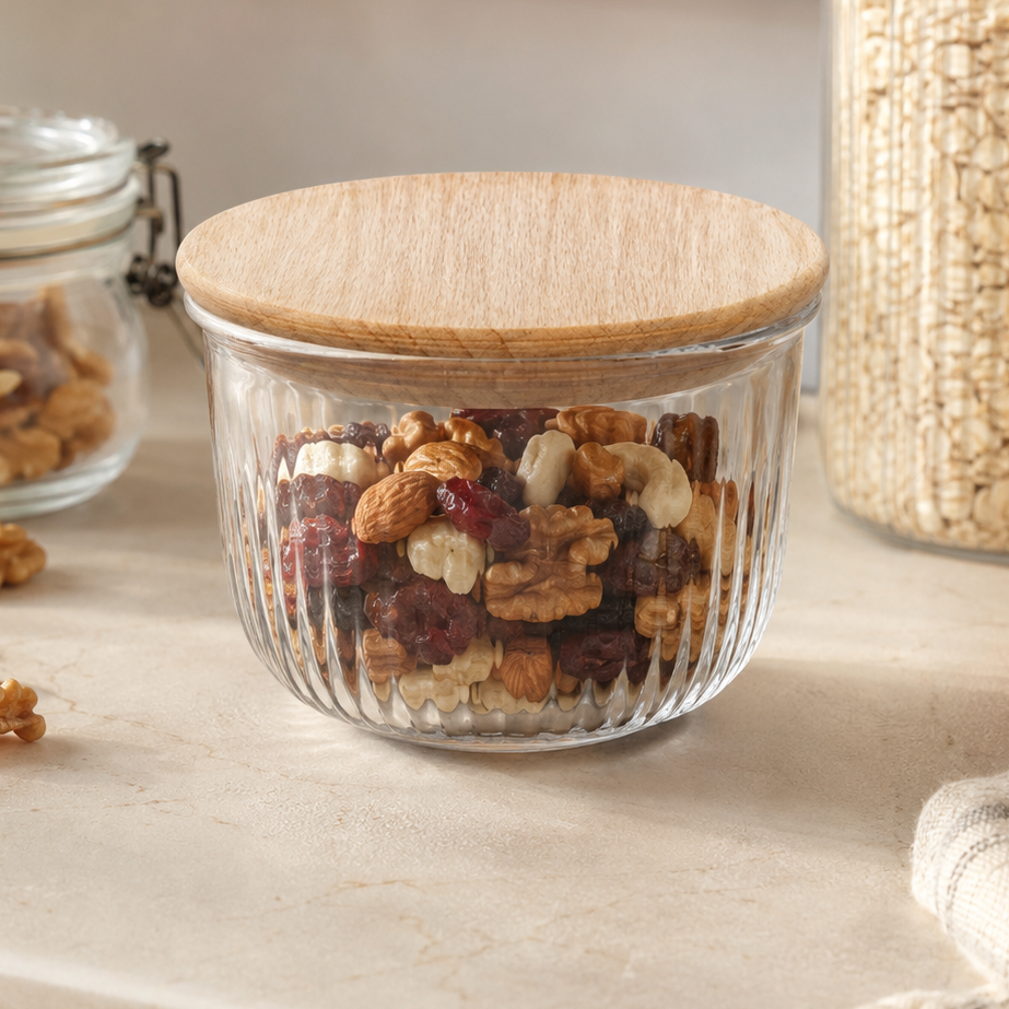 970ml Fluted Design Airtight Glass Bowl (2176) by Limon Secondary image