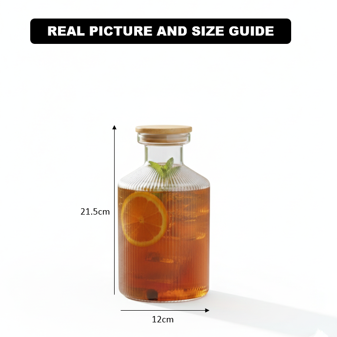 1.35 Liter Glass Carafe with Wooden Lid (2271) by Limon