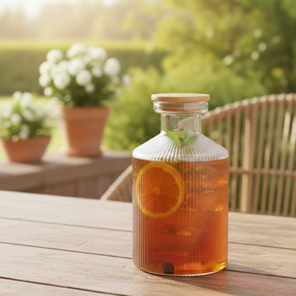 1.35 Liter Glass Carafe with Wooden Lid (2271) by Limon