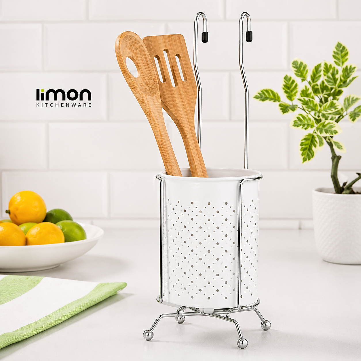Stainless Steel Hanging Cutlery Holder (2071) by Limon Secondary image
