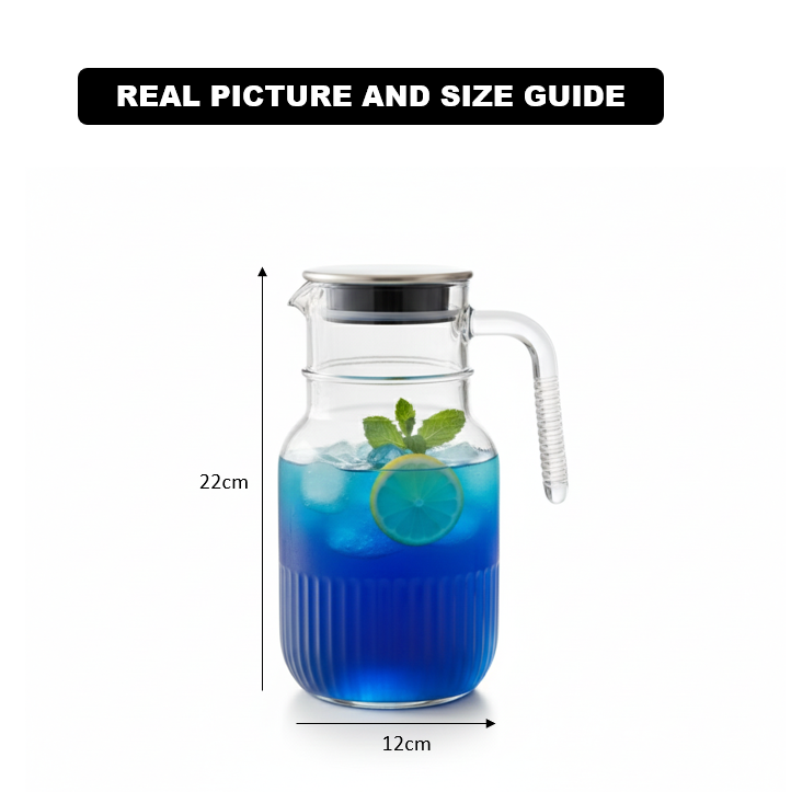 Ribbed 1.5 Liter Glass Pitcher (2375) by Limon