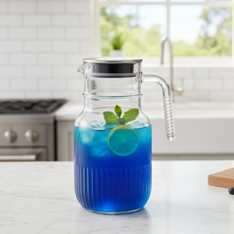 Ribbed 1.5 Liter Glass Pitcher (2375) by Limon