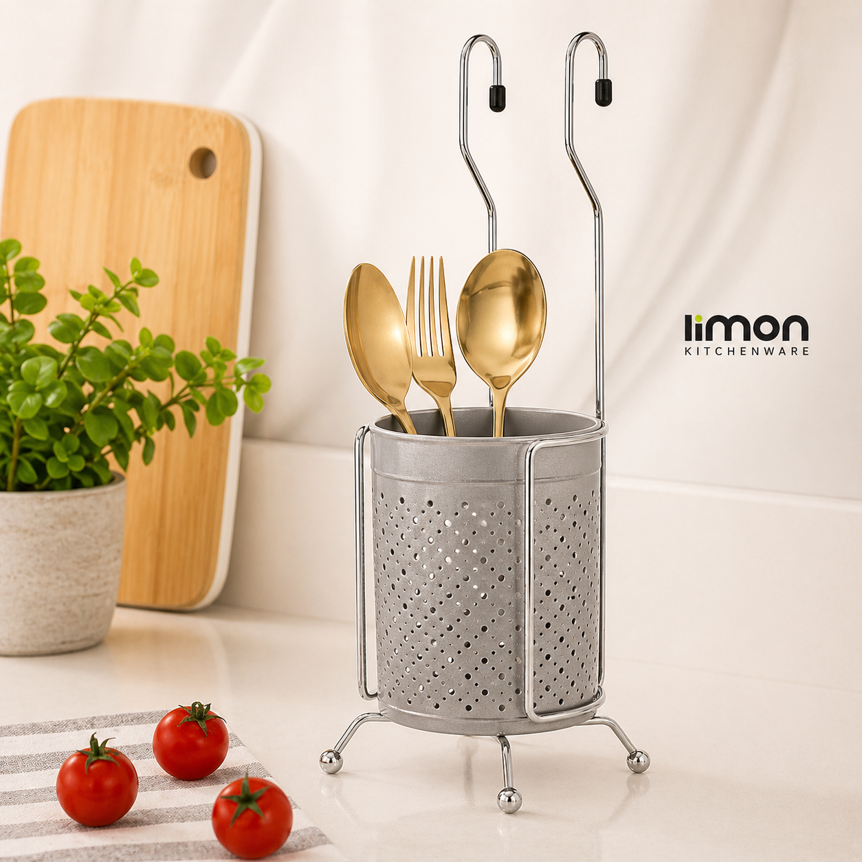 Stainless Steel Hanging Cutlery Holder (2071) by Limon Main image