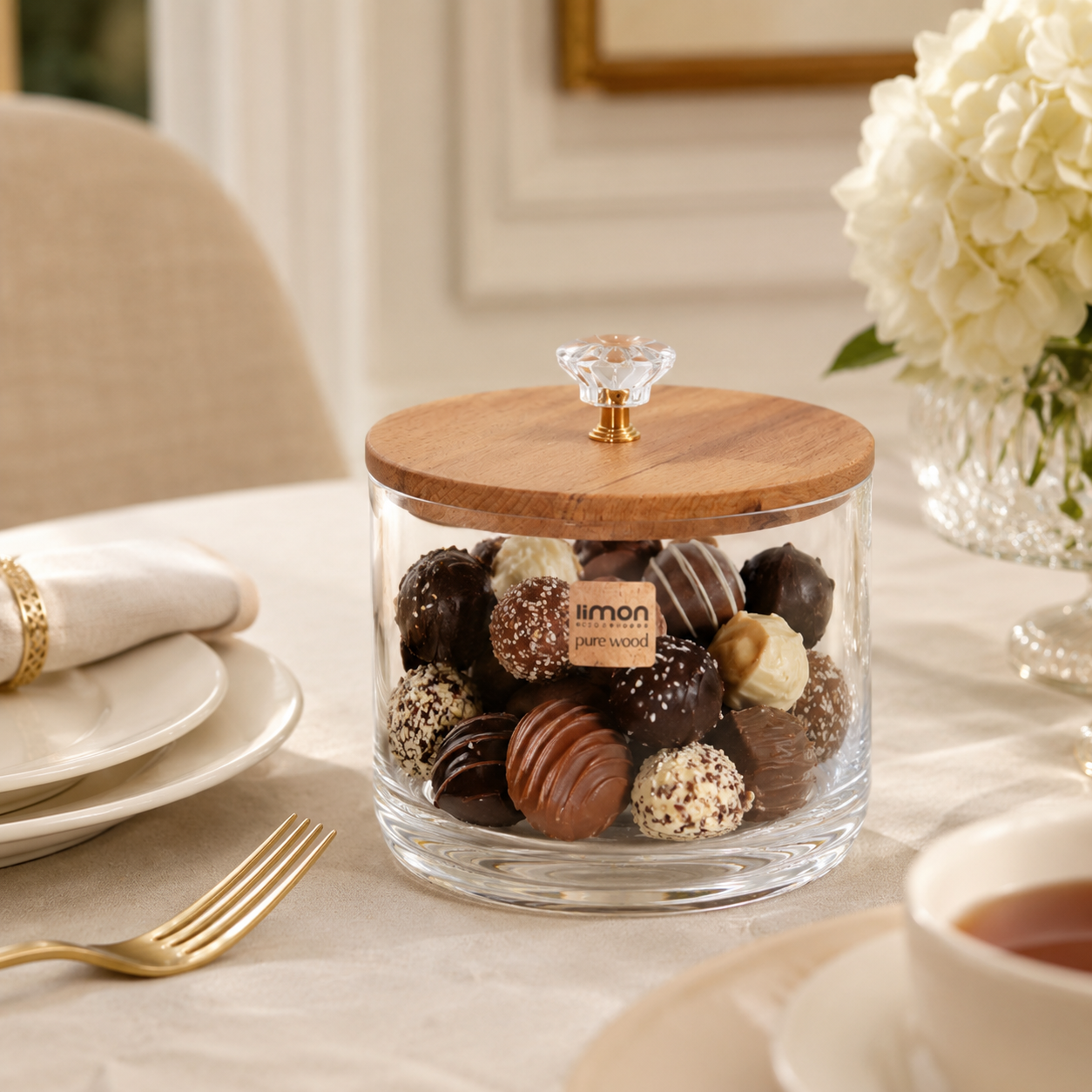 Glass Candy Jar with Wooden Lid (2178) by Limon Secondary image