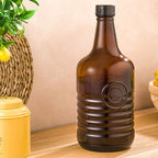 Rustic Handmade Amber Glass Bottle by Limon