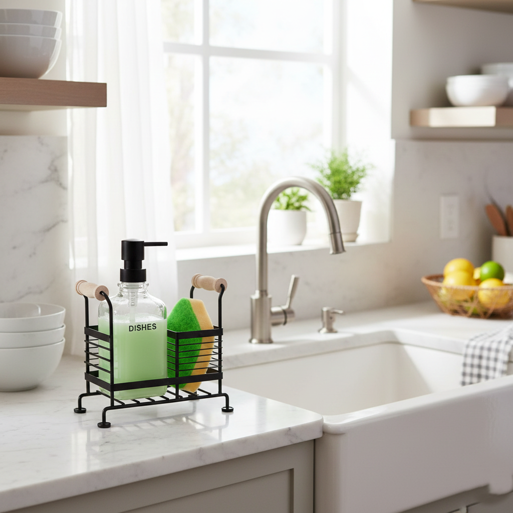 Glass Liquid Dispensers Set with Stand and Sponge by Limon