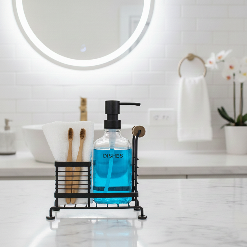 Glass Liquid Dispensers Set with Stand and Sponge by Limon
