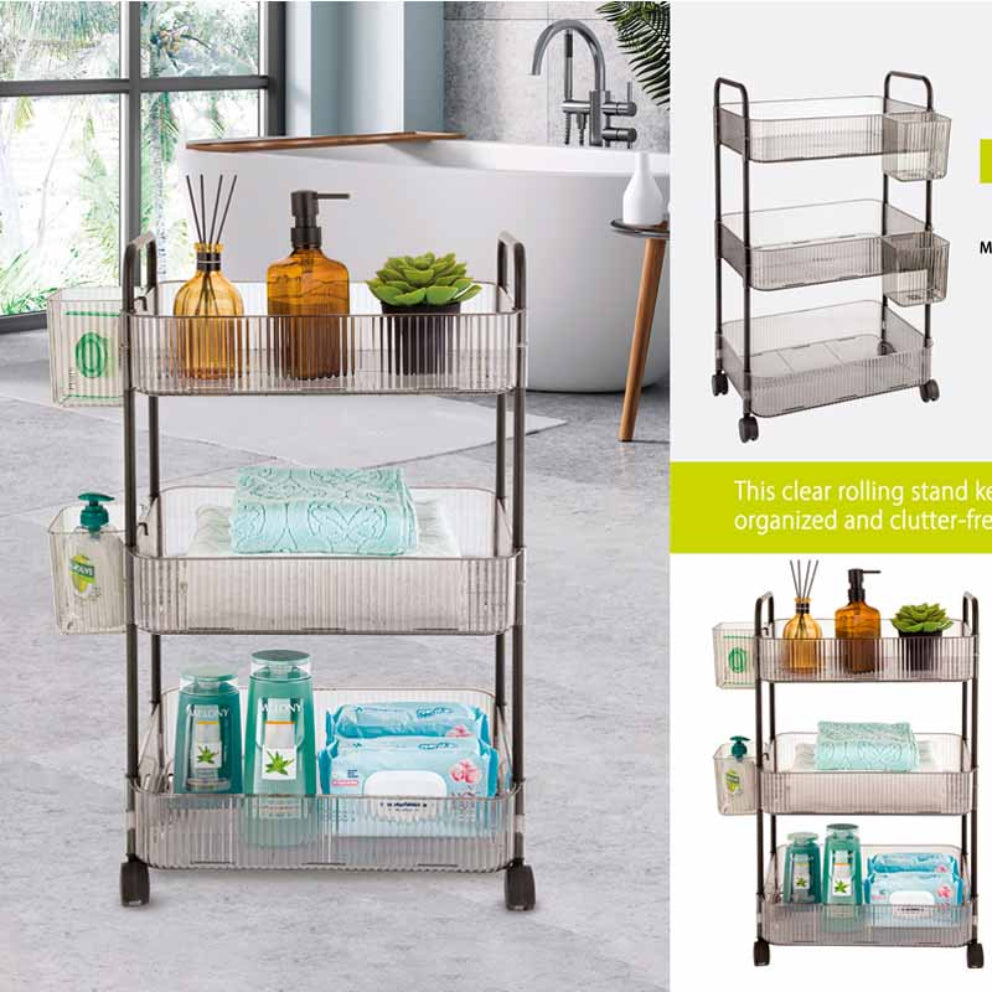 3-Tier Acrylic Utility Rolling Trolley By Limon