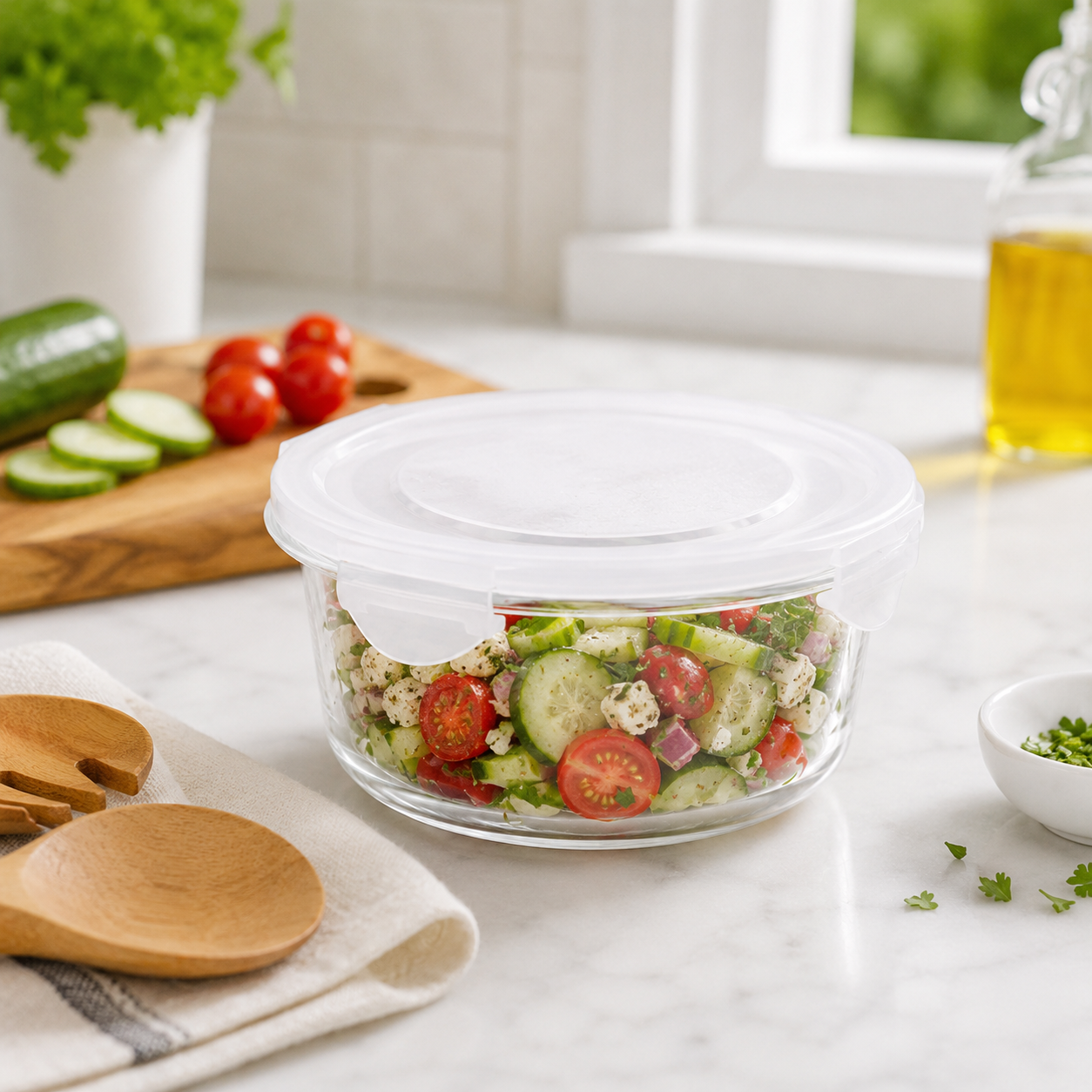 Round Glass Container with Airtight Lid by Limon Secondary image