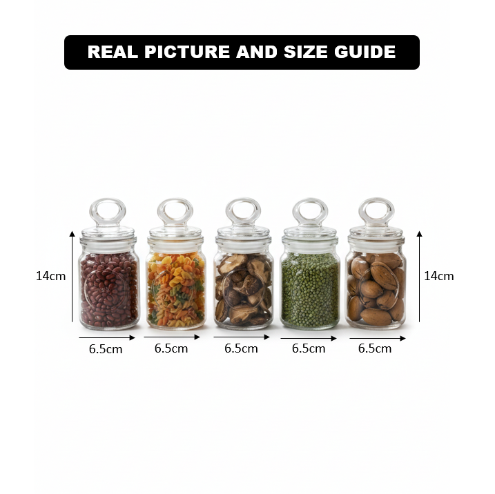 Rustic 6-Piece Airtight Glass Jar Set with Spoons (1876) by Limon