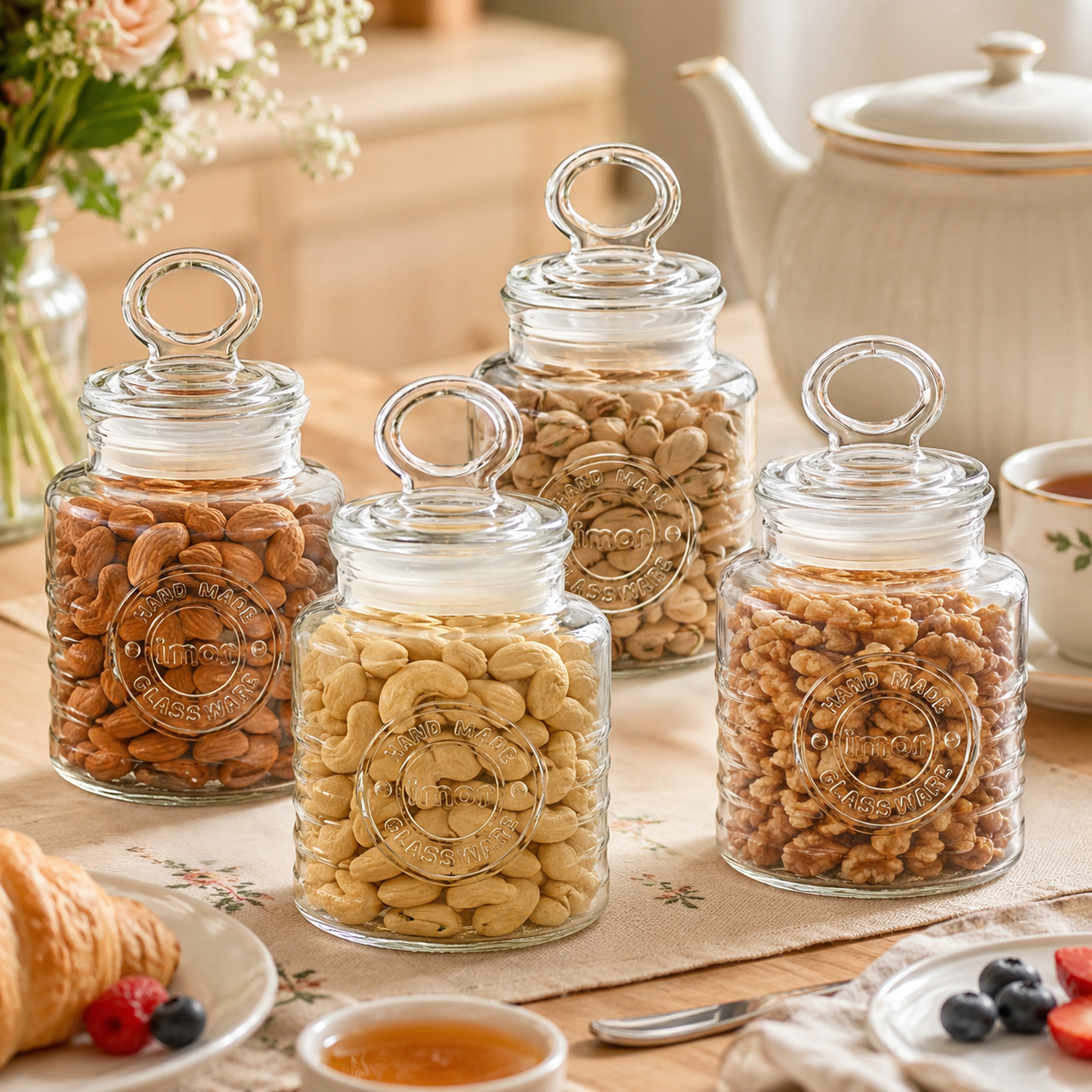 4-Pcs Rustic Design Handmade Glass Canister Set (2008) by Limon