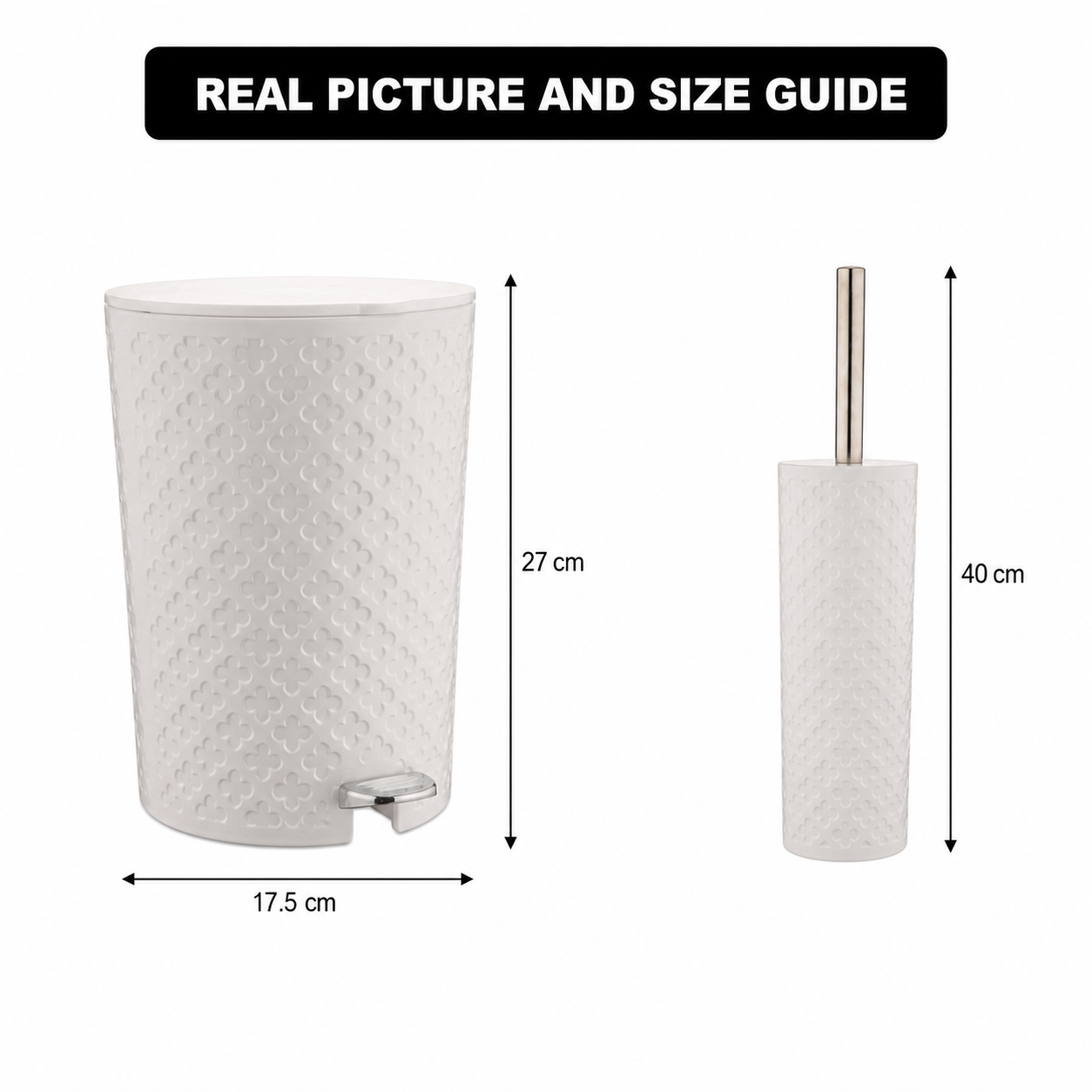 4.5L Patterned Dustbin & Brush Set (1822) by Limon