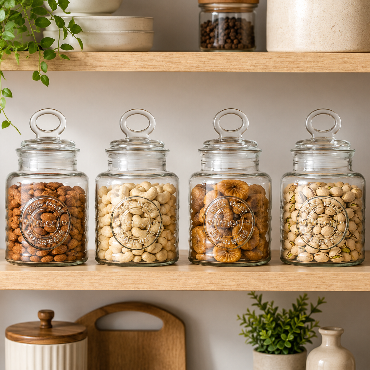 4-Pcs Rustic Design Handmade Glass Canister Set (2008) by Limon