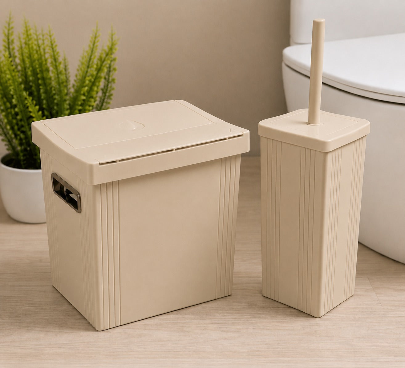 2-Pcs Dustbin with Brush (1822) by Limon