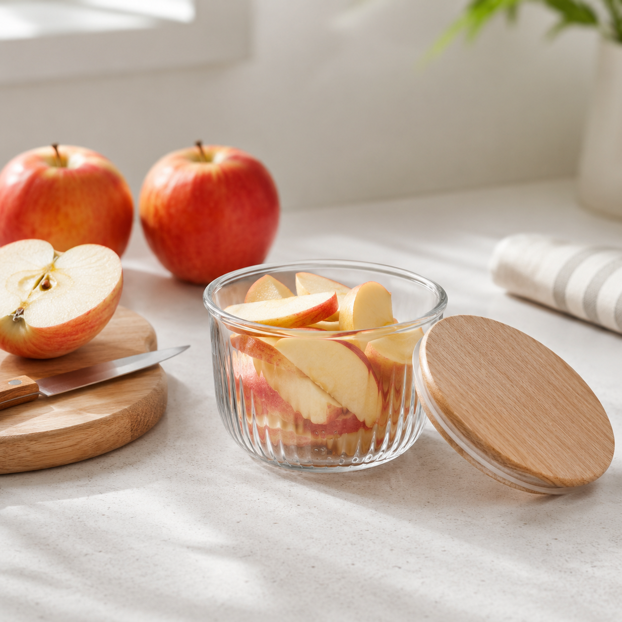 470ml Fluted Design Airtight Glass Bowl (2175) by Limon Main image