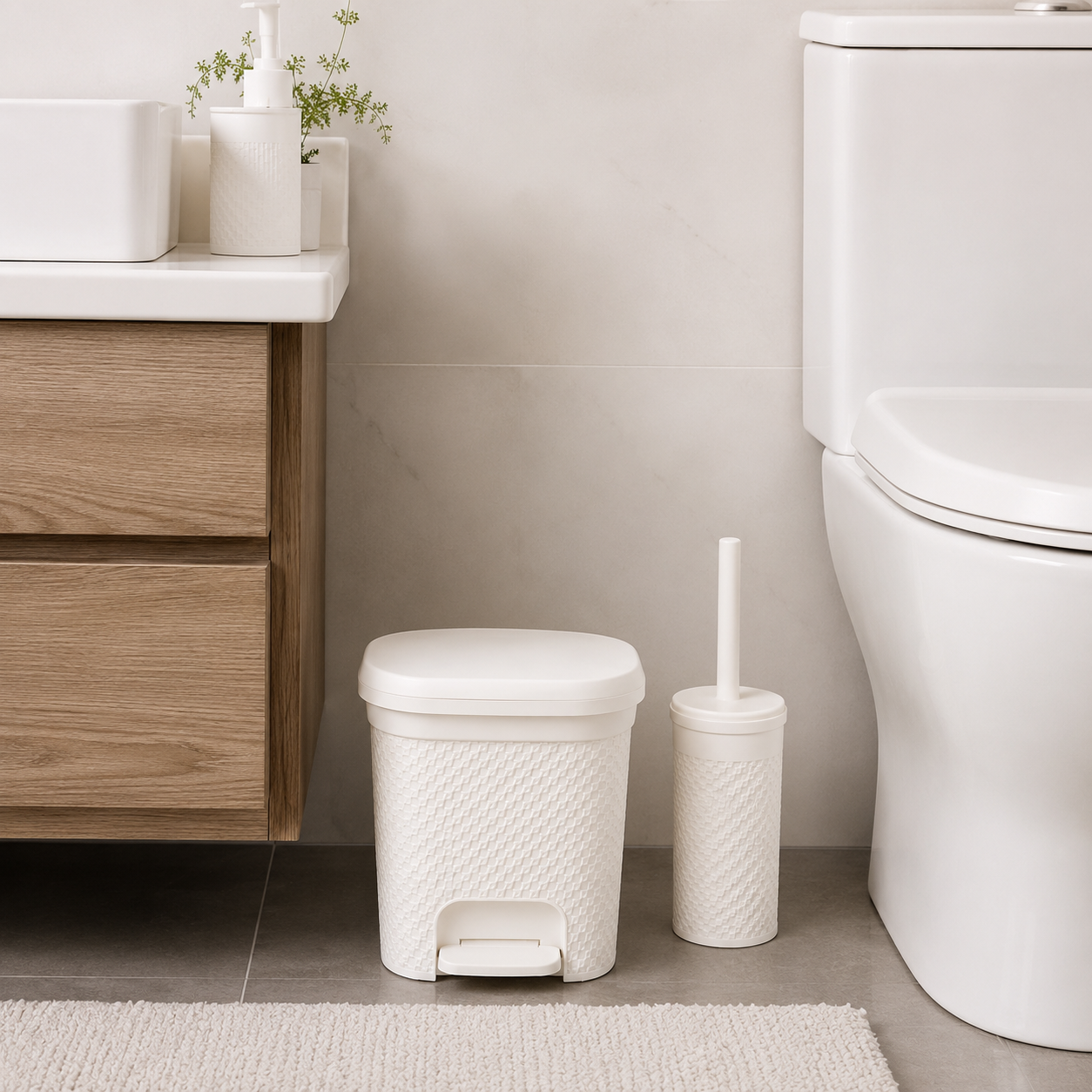 LuxePattern 5L Dustbin & Brush Set (2147) by Limon Main image