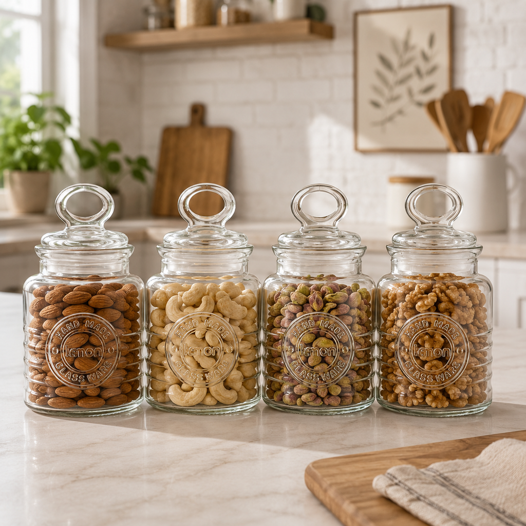 4-Pcs Rustic Design Handmade Glass Canister Set (2008) by Limon