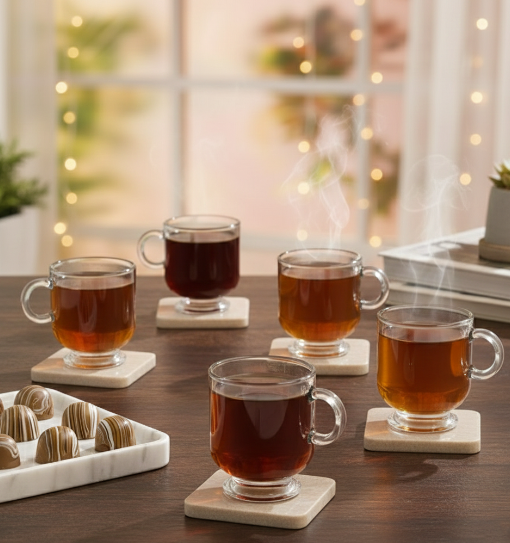 BaristaPrime 6‑Pcs Glass Tea Cup Set (2484) by Limon