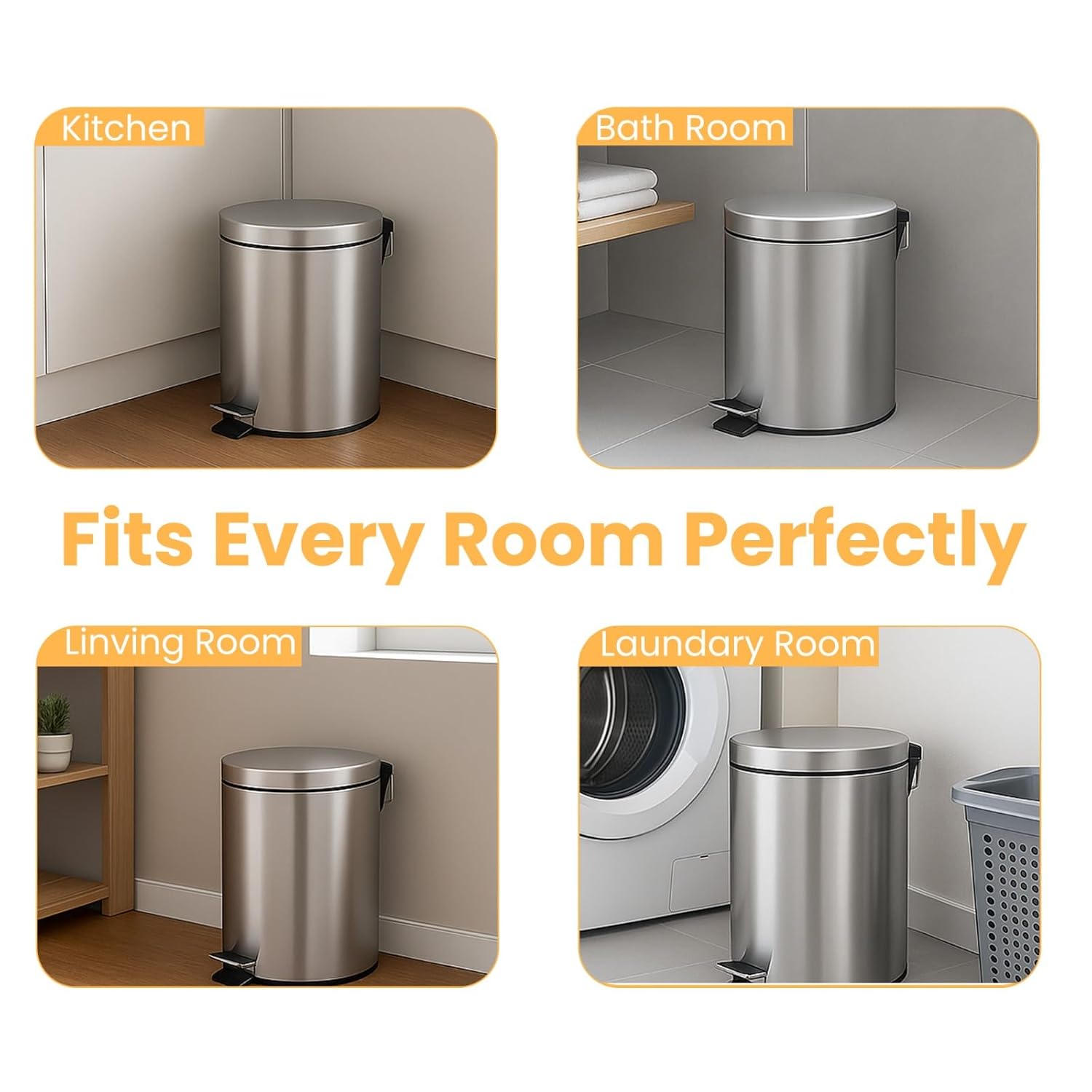 Steel Dustbin with Pedal & Removable Inner Bucket (2117) by Limon