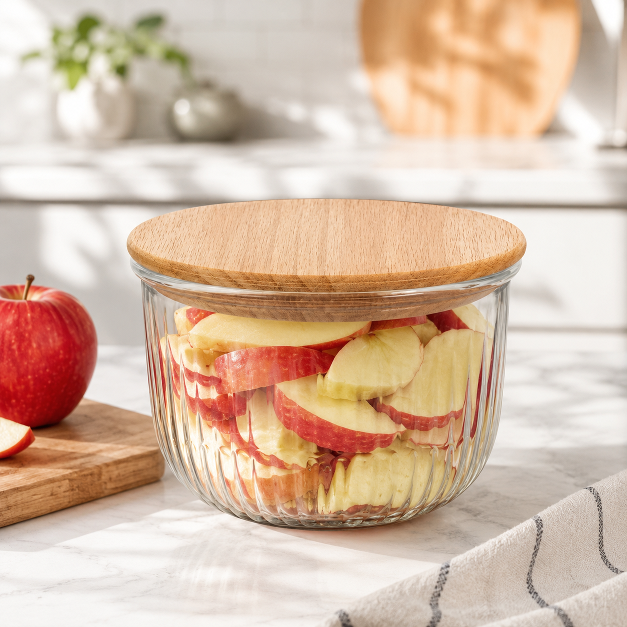 1.8L Fluted Design Airtight Glass Bowl (2177) by Limon Secondary image