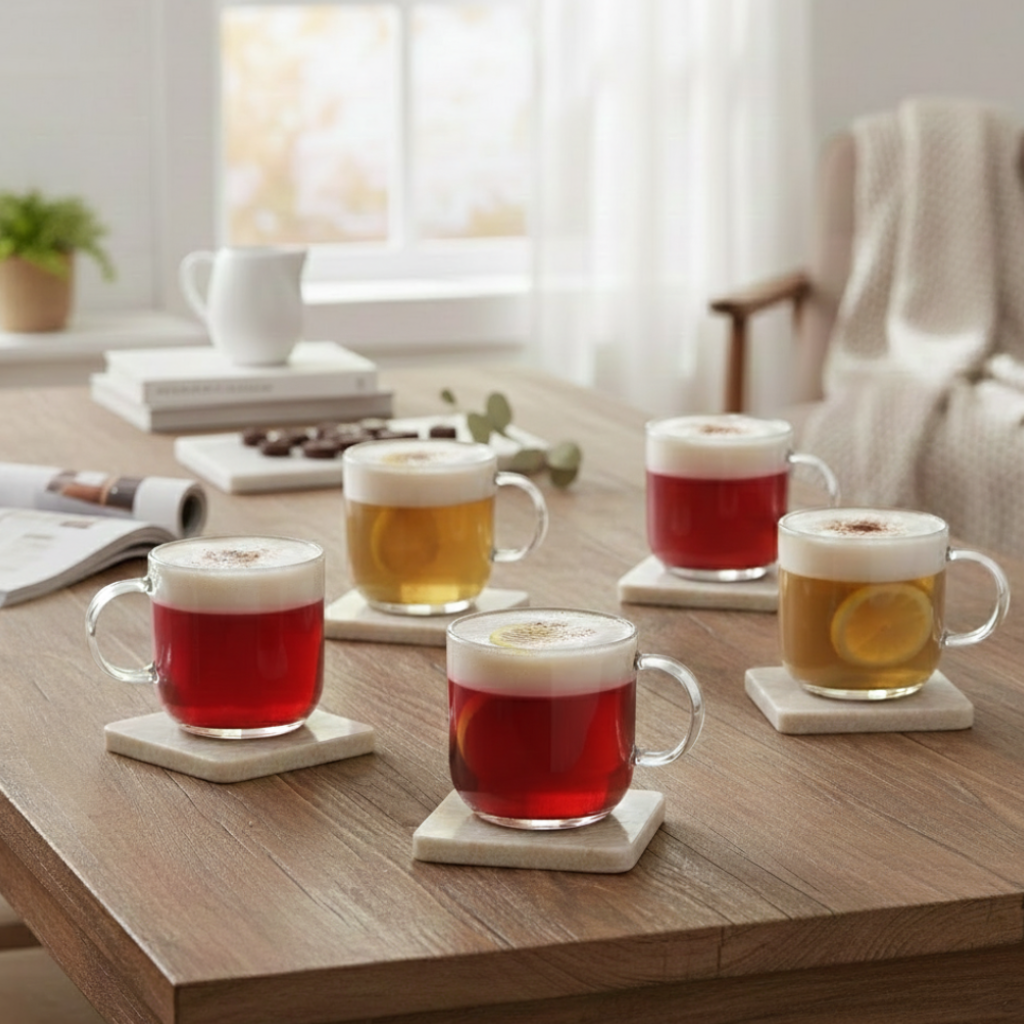 TeaLuxe 6‑Pcs Glass Tea Cup Set (2481) by Limon