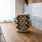 Wooden 360° Rotating Glass Spice Jars Set by Limon