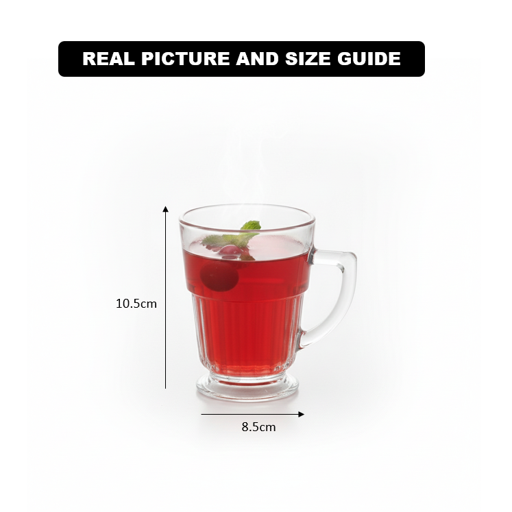 EssentialServe 6‑Pcs Glass Tea Cup Set (2485) by Limon