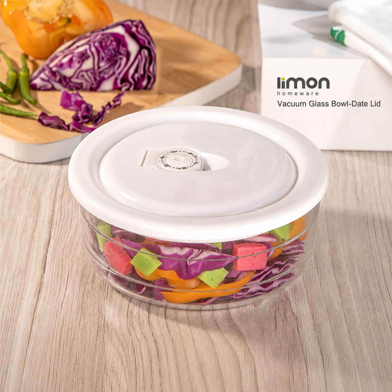 3-Pcs Vacuum Glass Bowl Set with Dated Lid (1230) by Limon Secondary image