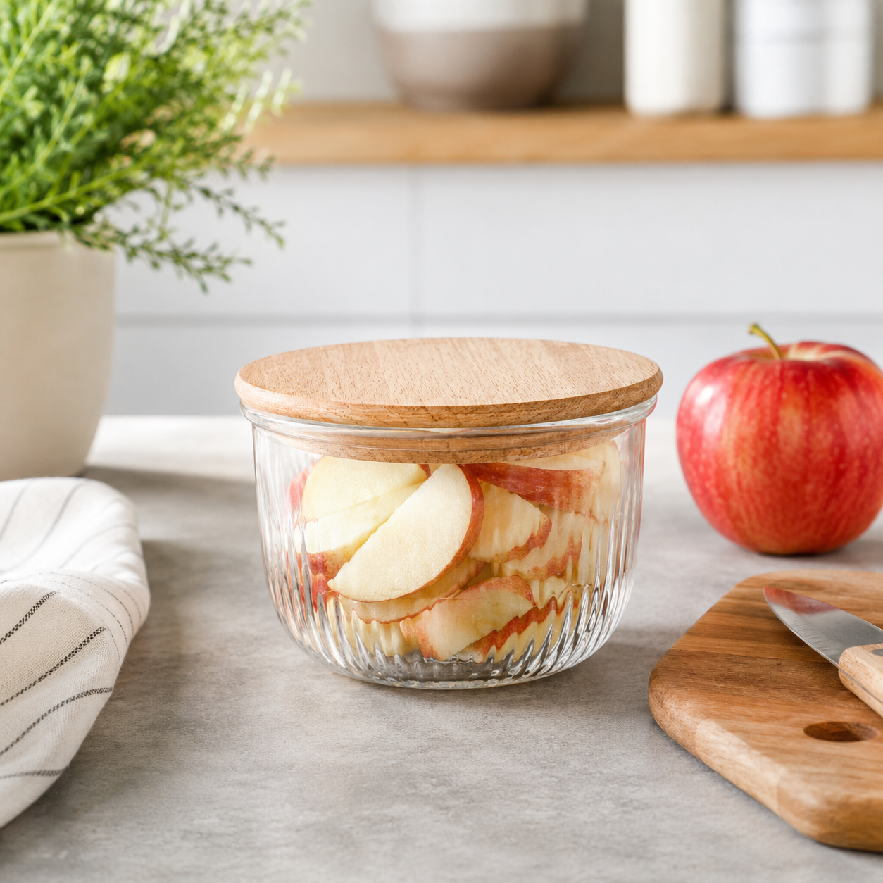 970ml Fluted Design Airtight Glass Bowl (2176) by Limon Main image