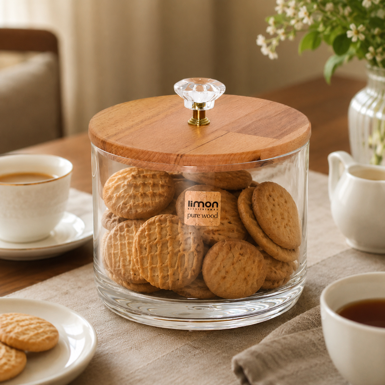 Glass Candy Jar with Wooden Lid (2178) by Limon Main image