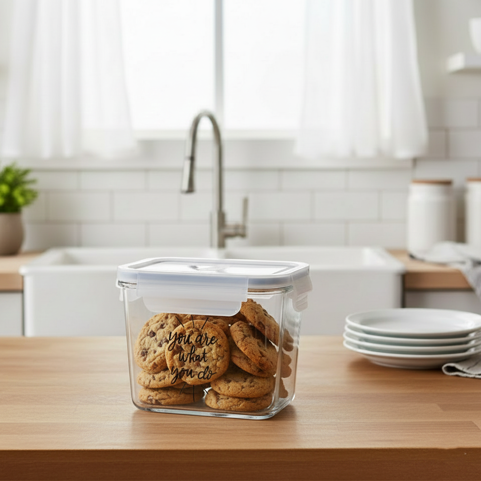 Printed Glass Container with Airtight Lid (2227) by Limon
