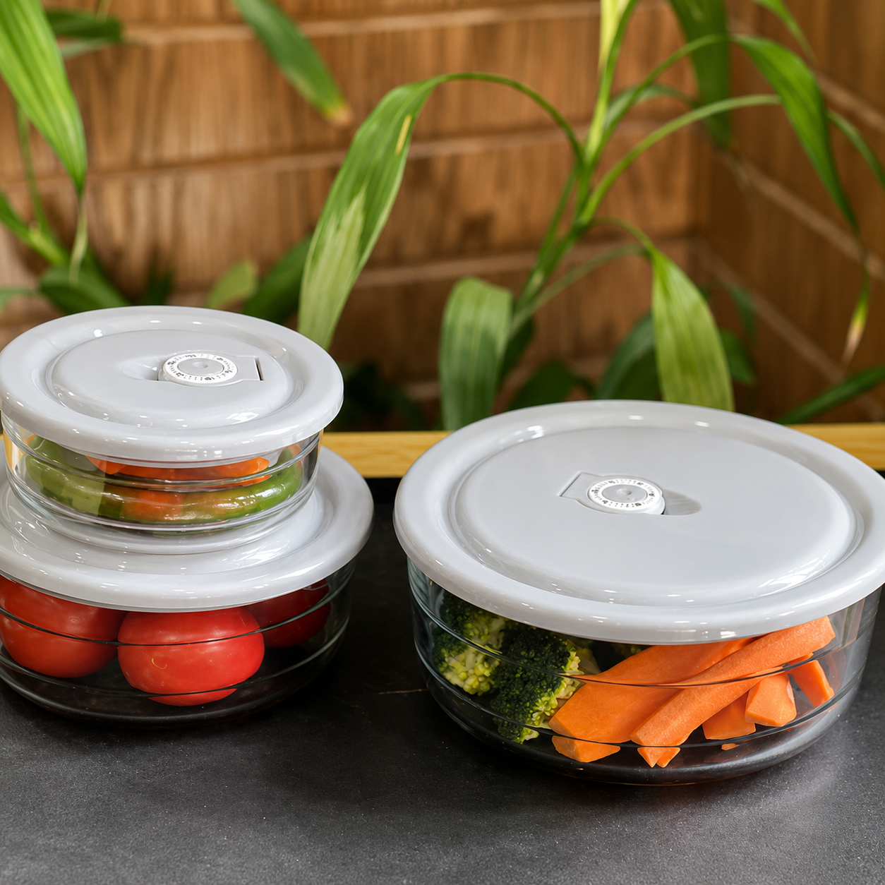 3-Pcs Vacuum Glass Bowl Set with Dated Lid (1230) by Limon Main image