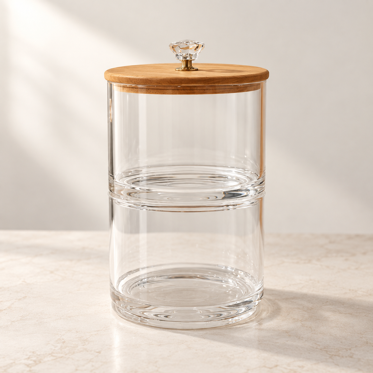 Double-Layer Premium Candy Jar with Wooden Lid (2167) by Limon