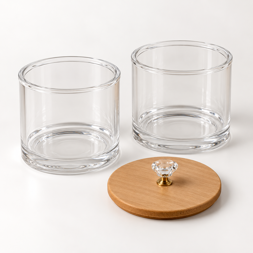 Double-Layer Premium Candy Jar with Wooden Lid (2167) by Limon