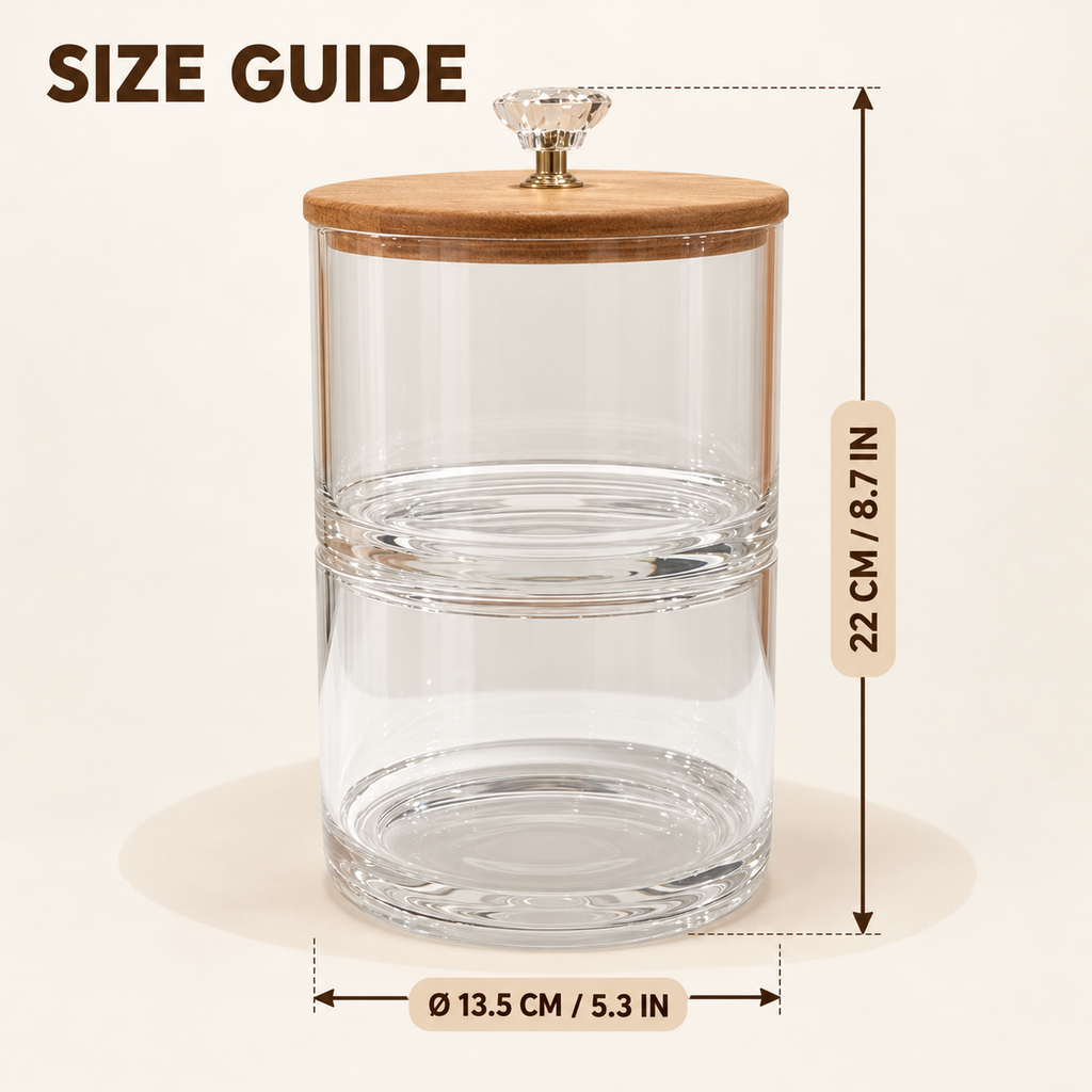 Double-Layer Premium Candy Jar with Wooden Lid (2167) by Limon