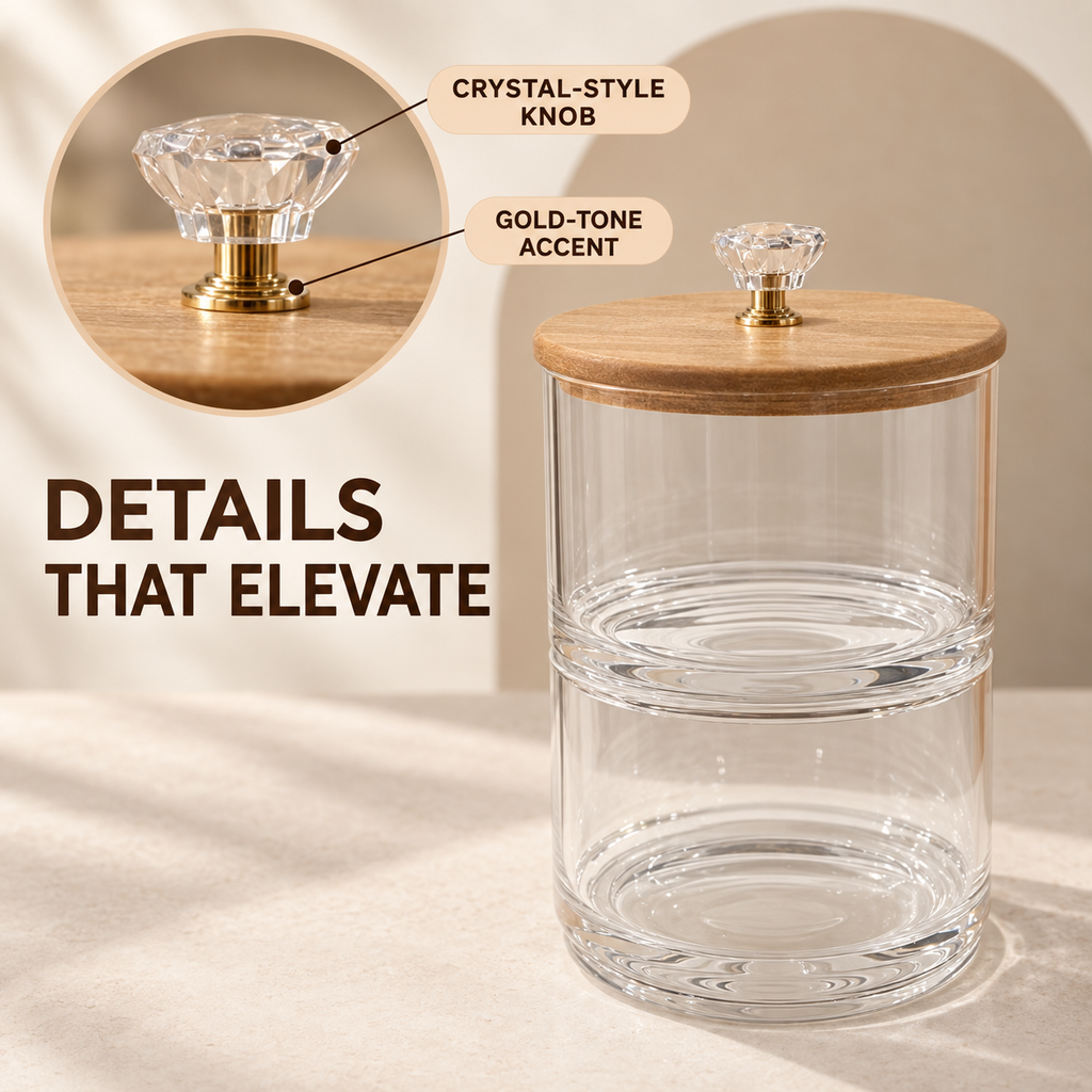 Double-Layer Premium Candy Jar with Wooden Lid (2167) by Limon