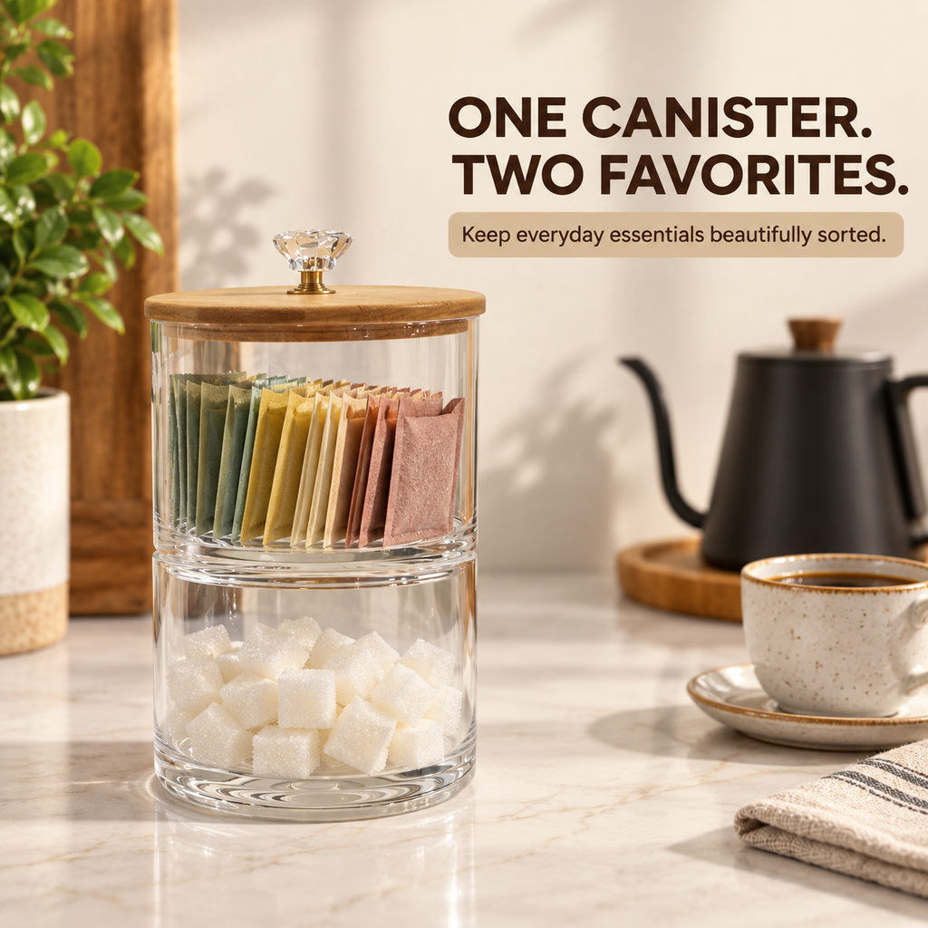 Double-Layer Premium Candy Jar with Wooden Lid (2167) by Limon