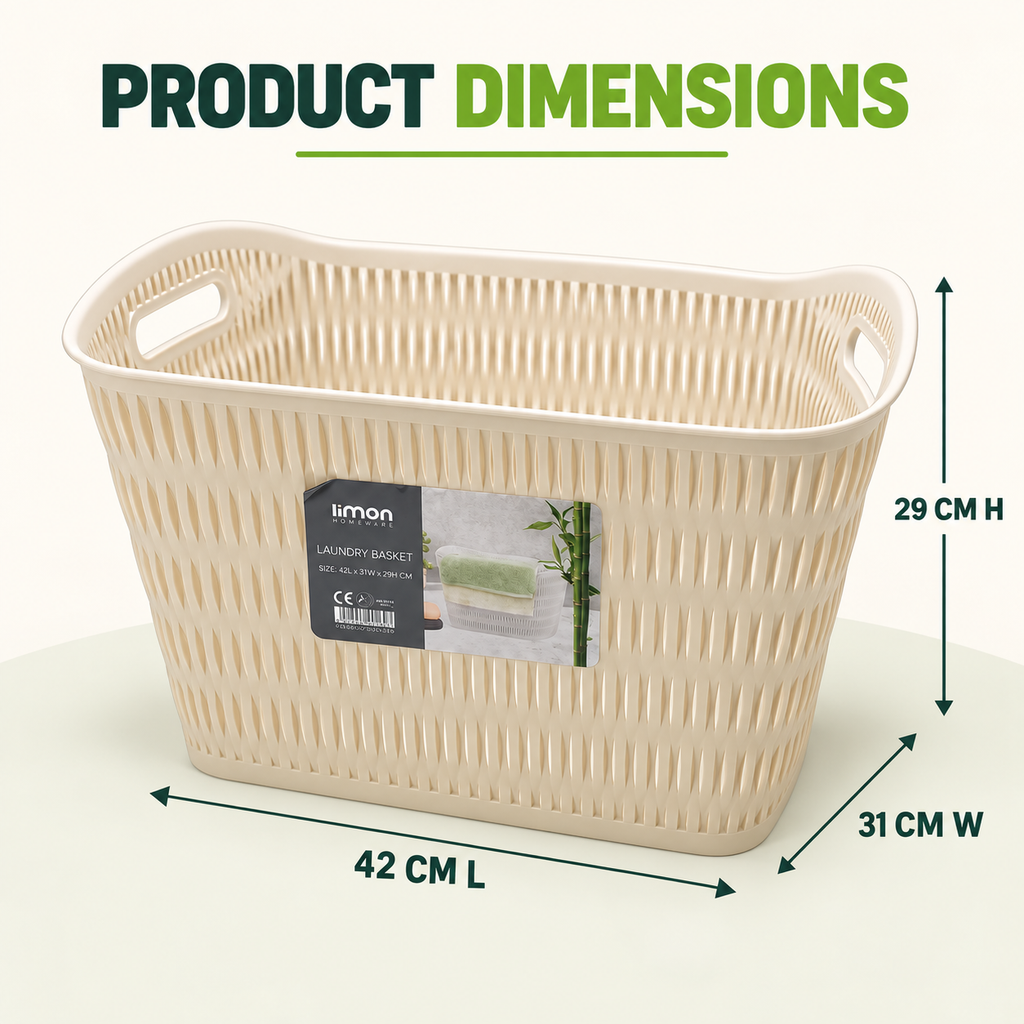 Handled Bamboo-Style Laundry Basket (1394) by Limon