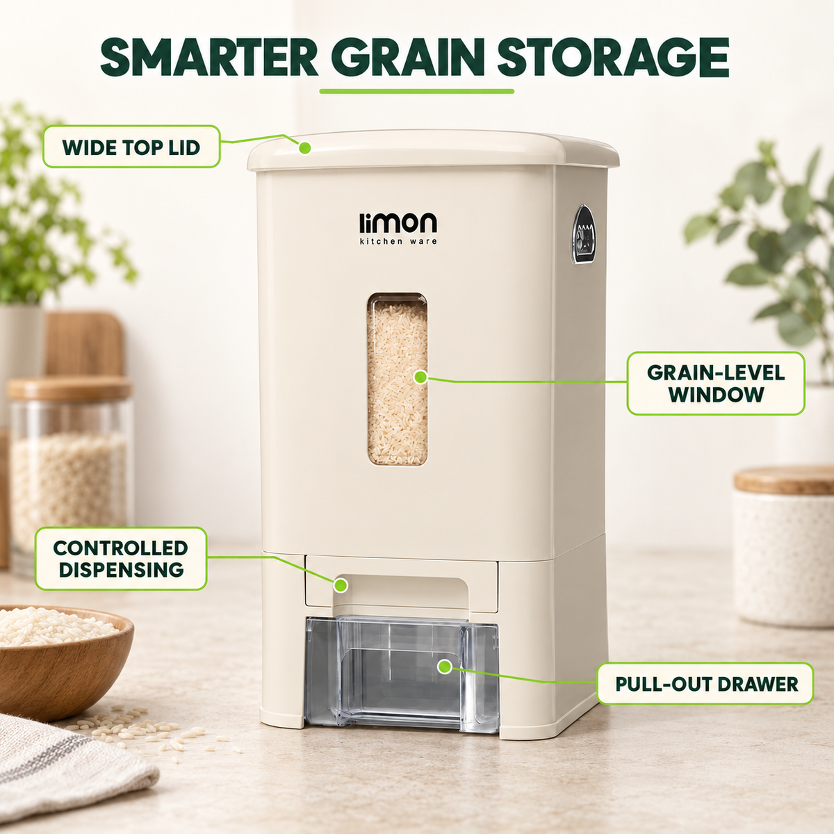 GrainFlow Multiuse Storage & Dispenser (1606) by Limon