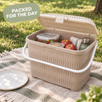 Bamboo-Style Covered Picnic Basket with Carry Handle (1548) by Limon