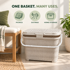 Bamboo-Style Covered Picnic Basket with Carry Handle (1548) by Limon