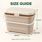 Bamboo-Style Covered Picnic Basket with Carry Handle (1548) by Limon
