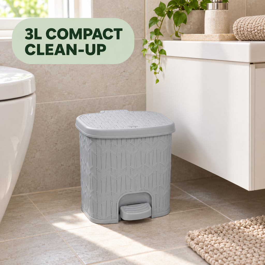 3L Bamboo-Pattern Foot Pedal Dustbin (2064) by Limon