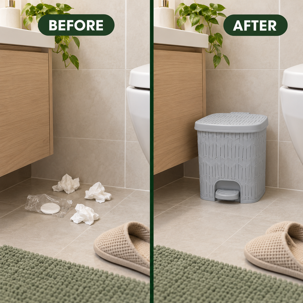 3L Bamboo-Pattern Foot Pedal Dustbin (2064) by Limon