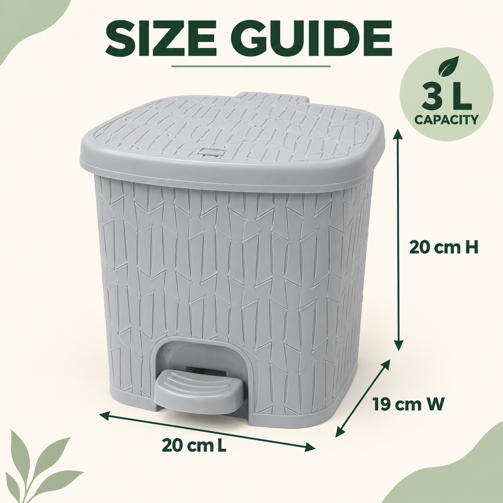 3L Bamboo-Pattern Foot Pedal Dustbin (2064) by Limon