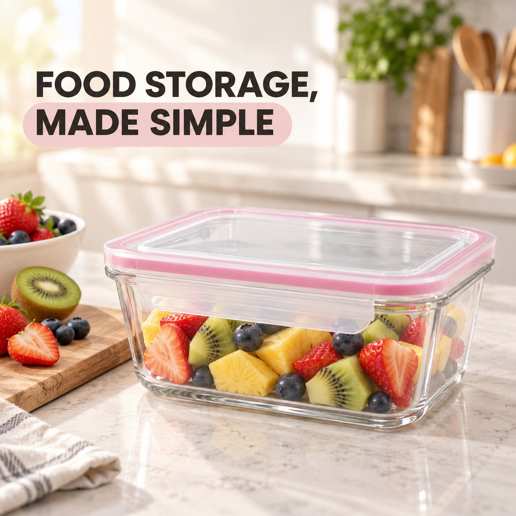 Rectangular Glass Container with Lid by Limon
