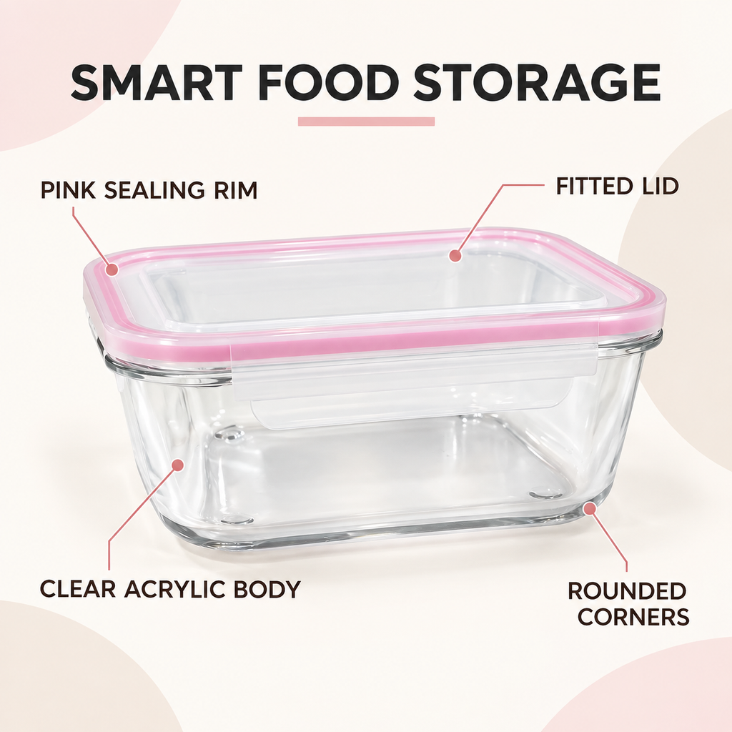 Rectangular Glass Container with Lid by Limon