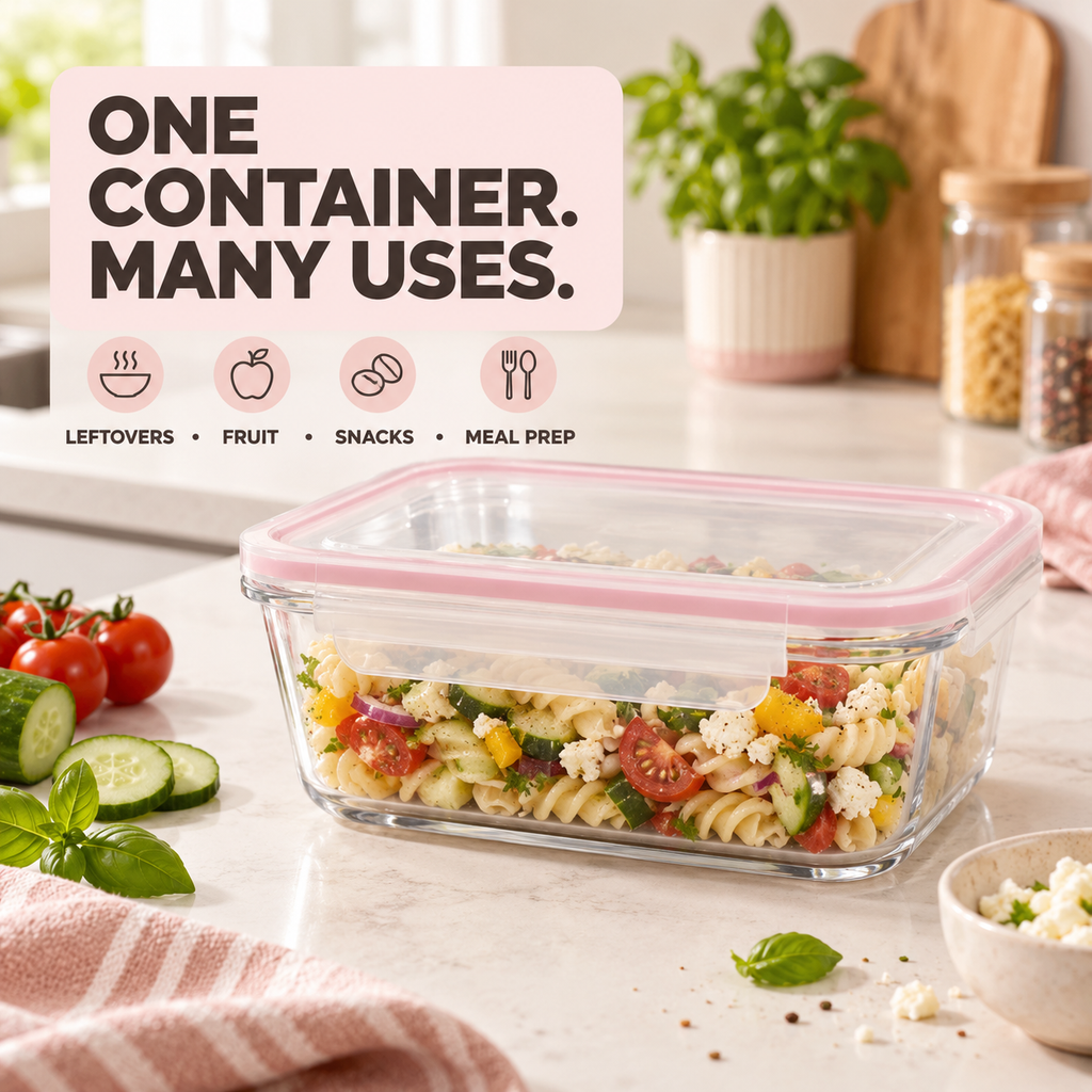 Rectangular Glass Container with Lid by Limon