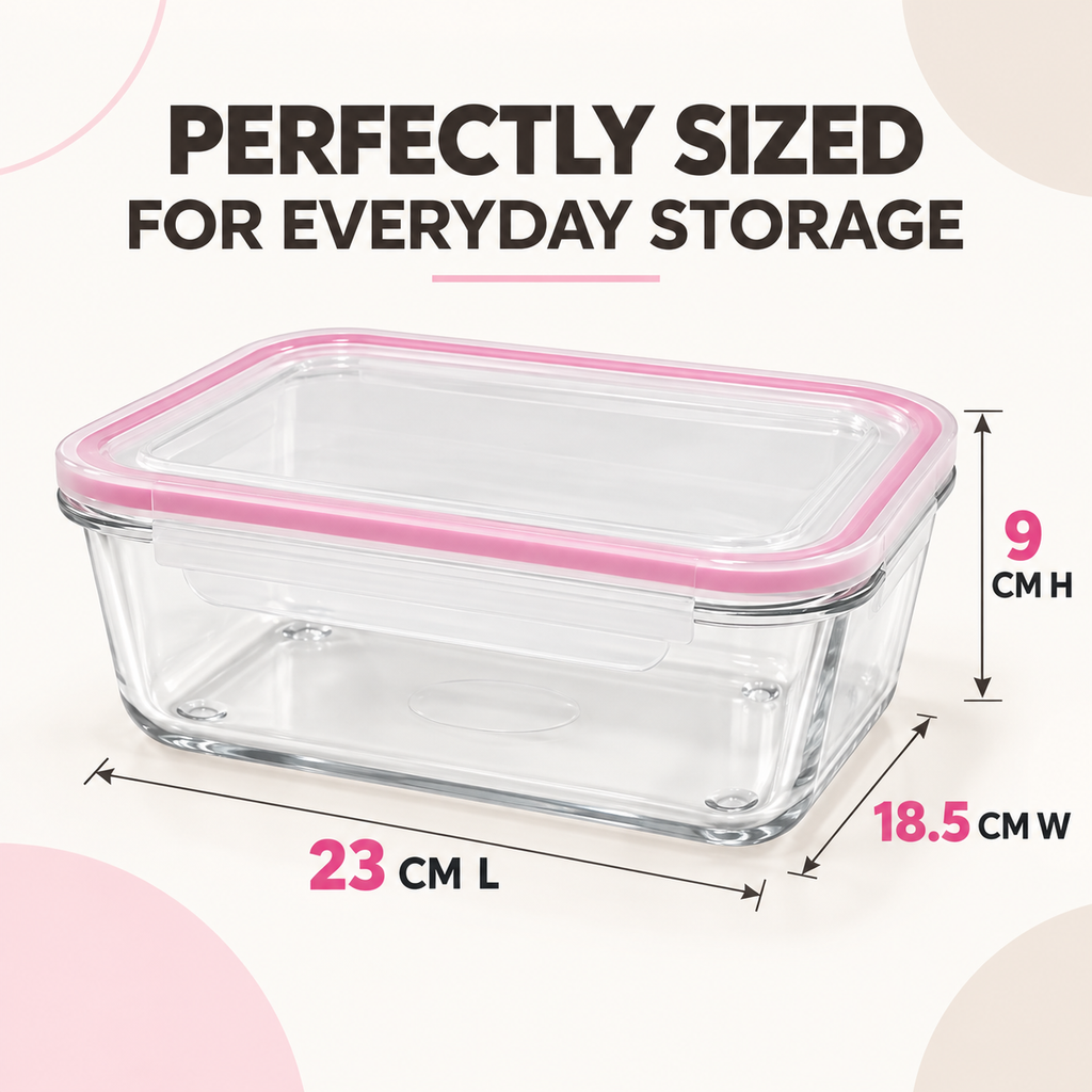 Rectangular Glass Container with Lid by Limon